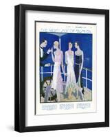 Attempts to Lengthen Hemlines Include Handkerchief Hems and a Long Side Panel of Chiffon Flounces-G. Sacy-Framed Art Print