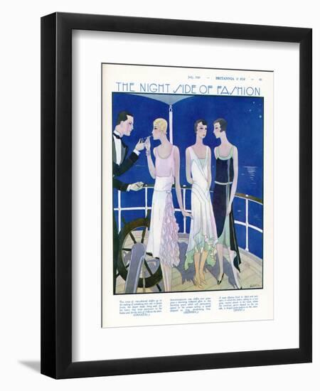 Attempts to Lengthen Hemlines Include Handkerchief Hems and a Long Side Panel of Chiffon Flounces-G. Sacy-Framed Art Print