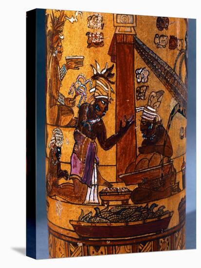 Attendants Bringing Offerings of Food, Decoration from a Cylindrical Vase from Palenque, 559-950-null-Stretched Canvas