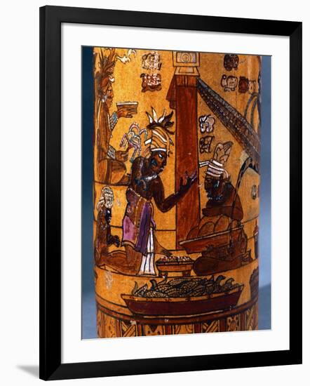 Attendants Bringing Offerings of Food, Decoration from a Cylindrical Vase from Palenque, 559-950-null-Framed Giclee Print