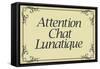 Attention Chat Lunatique French Crazy Cat Sign Poster-null-Framed Stretched Canvas
