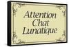 Attention Chat Lunatique French Crazy Cat Sign Poster-null-Framed Stretched Canvas