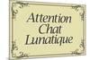 Attention Chat Lunatique French Crazy Cat Sign Poster-null-Mounted Poster