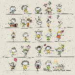 Hand Drawing Cartoon Happy Kids Playing-AtthameeNi-Stretched Canvas