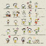 Hand Drawing Cartoon Happy Kids Playing-AtthameeNi-Art Print