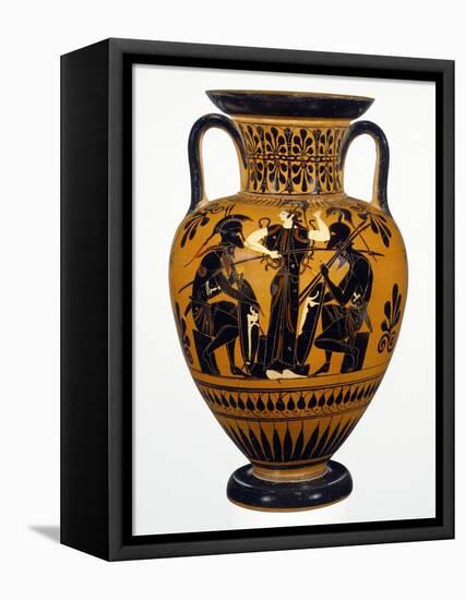 Attic Black-Figure Neck Amphora with Achilles and Ajax Gaming before Athena-null-Framed Stretched Canvas