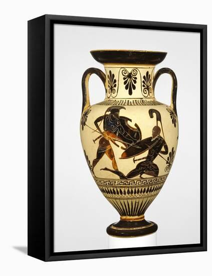 Attic Black-Figure Neck Amphora with Two Warriors Battling-null-Framed Stretched Canvas