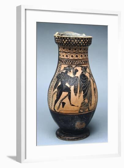 Attic Jar Depicting Orgy or Dionysiac Scene, Black-Figure Pottery from Paestum, Campania, Italy-null-Framed Giclee Print