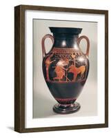 Attic Red-Figure Belly Amphora of Herakles Capturing Kerberus, Greek, from Athens, 6th Century B-Andokides-Framed Giclee Print