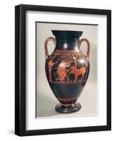 Attic Red-Figure Belly Amphora of Herakles Capturing Kerberus, Greek, from Athens, 6th Century B-Andokides-Framed Premium Giclee Print