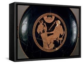 Attic Red-Figure Cup Depicting Phoenix and Briseis, Achilles' Captive, Greek, circa 490 BC-Brygos Painter-Framed Stretched Canvas