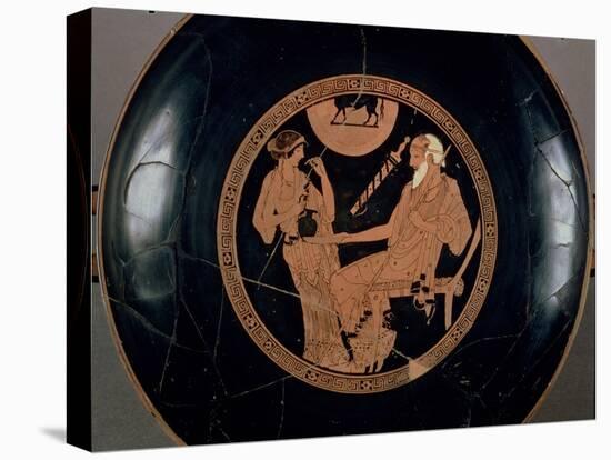 Attic Red-Figure Cup Depicting Phoenix and Briseis, Achilles' Captive, Greek, circa 490 BC-Brygos Painter-Stretched Canvas