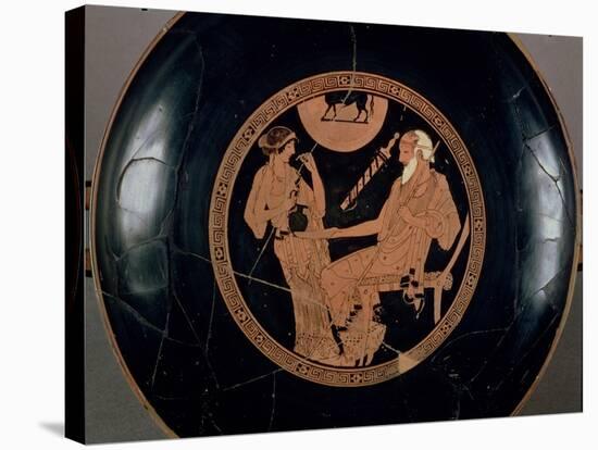 Attic Red-Figure Cup Depicting Phoenix and Briseis, Achilles' Captive, Greek, circa 490 BC-Brygos Painter-Stretched Canvas