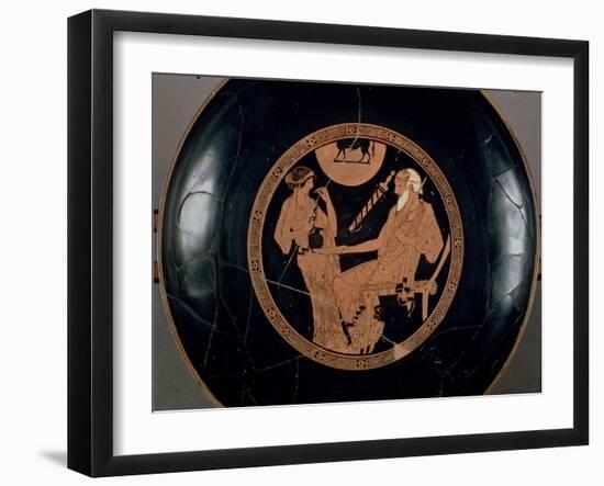 Attic Red-Figure Cup Depicting Phoenix and Briseis, Achilles' Captive, Greek, circa 490 BC-Brygos Painter-Framed Giclee Print