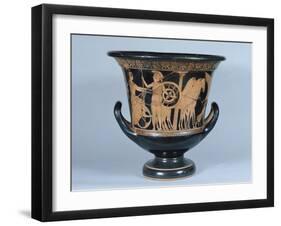 Attic Red-Figure Kalyx Krater Depicting a Hoplite Leaving for the War-null-Framed Giclee Print