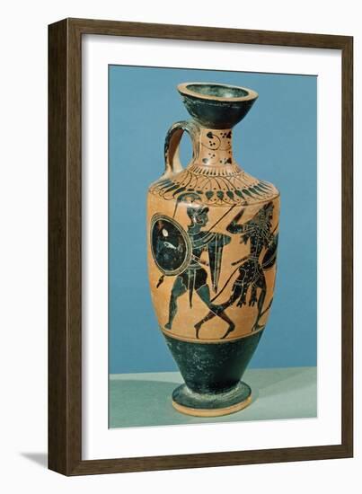 Attic Style Lekythos, Depicting Hercules and the Amazons-null-Framed Giclee Print