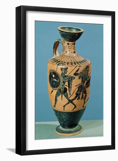 Attic Style Lekythos, Depicting Hercules and the Amazons-null-Framed Giclee Print