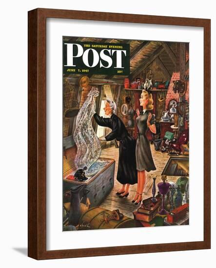 "Attic Treasure," Saturday Evening Post Cover, June 7, 1947-Constantin Alajalov-Framed Giclee Print