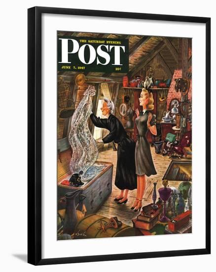 "Attic Treasure," Saturday Evening Post Cover, June 7, 1947-Constantin Alajalov-Framed Premium Giclee Print