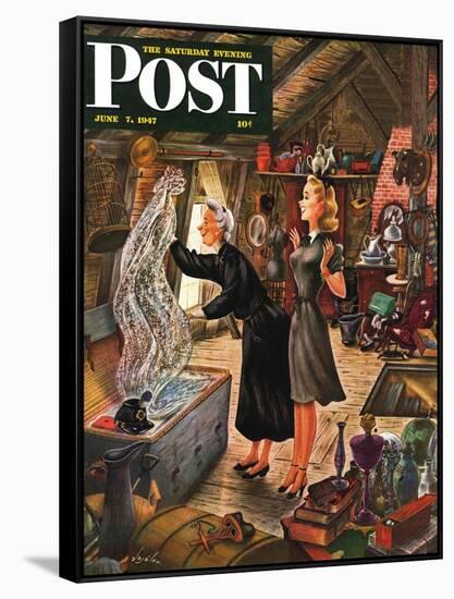 "Attic Treasure," Saturday Evening Post Cover, June 7, 1947-Constantin Alajalov-Framed Stretched Canvas