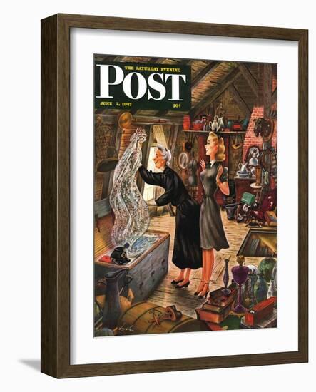 "Attic Treasure," Saturday Evening Post Cover, June 7, 1947-Constantin Alajalov-Framed Premium Giclee Print