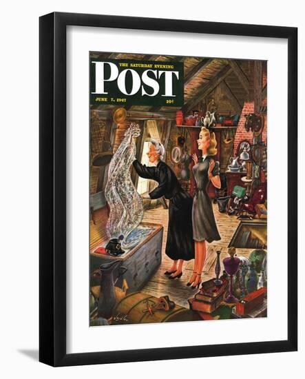 "Attic Treasure," Saturday Evening Post Cover, June 7, 1947-Constantin Alajalov-Framed Premium Giclee Print