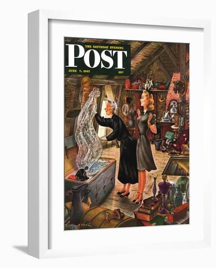 "Attic Treasure," Saturday Evening Post Cover, June 7, 1947-Constantin Alajalov-Framed Premium Giclee Print