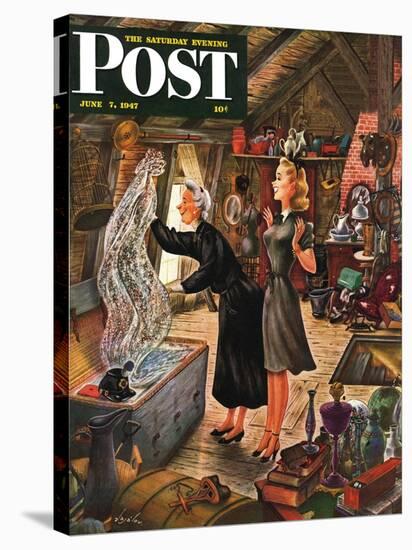 "Attic Treasure," Saturday Evening Post Cover, June 7, 1947-Constantin Alajalov-Stretched Canvas