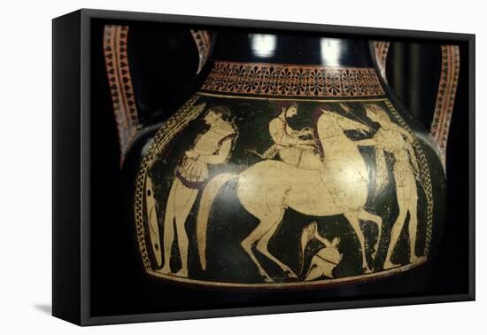 Attic White-Figure Amphora Depicting Amazons Preparing for Battle, circa 525-520 BC-Andokides-Framed Stretched Canvas