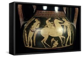 Attic White-Figure Amphora Depicting Amazons Preparing for Battle, circa 525-520 BC-Andokides-Framed Stretched Canvas