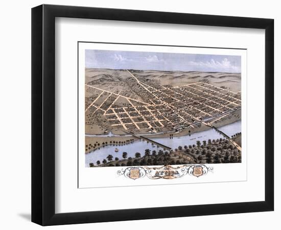 Attica, Indiana - Panoramic Map-Lantern Press-Framed Art Print