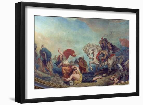 Attila the Hun, Followed by His Barbarian Hordes, Trampling Italy and the Arts Underfoot-Eugene Delacroix-Framed Giclee Print