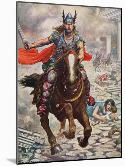 Attila the Hun Raising Aquila to the Ground-Tancredi Scarpelli-Mounted Giclee Print