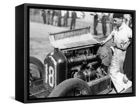 Attilio Marinoni, Chief Mechanic of Scuderia Ferrari, with an Alfa Romeo, 1934-null-Framed Stretched Canvas