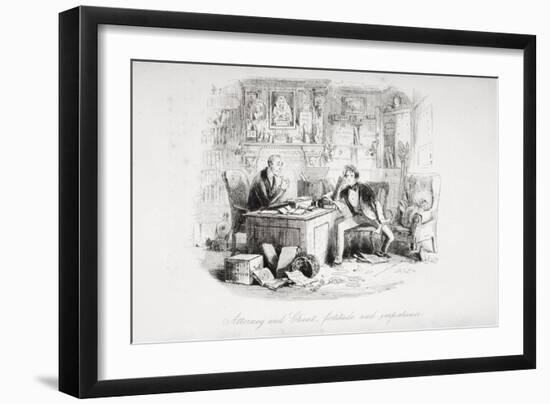 Attorney and Client, Fortitude and Impatience, Illustration from 'Bleak House' by Charles Dickens-Hablot Knight Browne-Framed Giclee Print