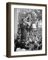 Attorney General Bobby Kennedy Speaking to Crowd in D.C.-Warren K^ Leffler-Framed Photo