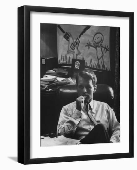 Attorney General Robert F. Kennedy, in His Office-null-Framed Photographic Print