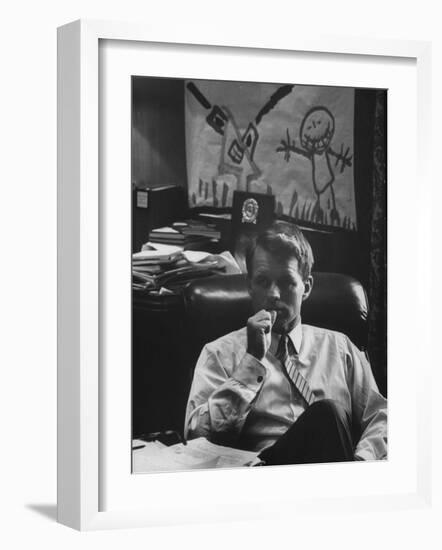 Attorney General Robert F. Kennedy, in His Office-null-Framed Photographic Print