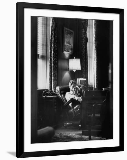 Attorney General Robert F. Kennedy Sitting in Chair in His Office-null-Framed Photographic Print