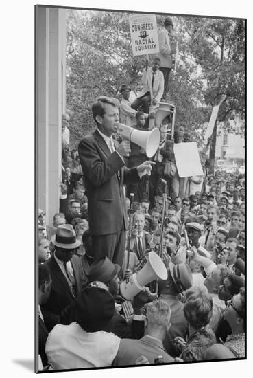 Attorney General Robert F Kennedy speaking to a crowd of Civil Rights protestors, 1963-Warren K. Leffler-Mounted Photographic Print