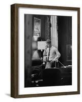 Attorney General Robert F. Kennedy, Talking on the Telephone in His Office-George Silk-Framed Photographic Print