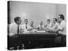 Attorney Milton R. Wessel Sitting with His Assistants at the Time of the Appalachin Gangsters Trial-null-Stretched Canvas