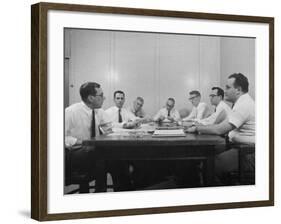 Attorney Milton R. Wessel Sitting with His Assistants at the Time of the Appalachin Gangsters Trial-null-Framed Photographic Print
