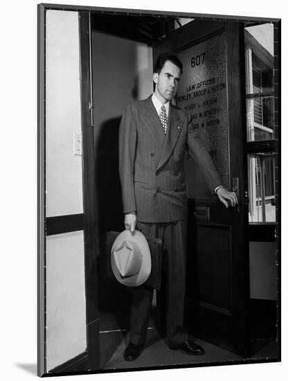 Attorney Richard Nixon in the Doorway of Law Office After Returning From WWII to Resume His Career-George Lacks-Mounted Photographic Print