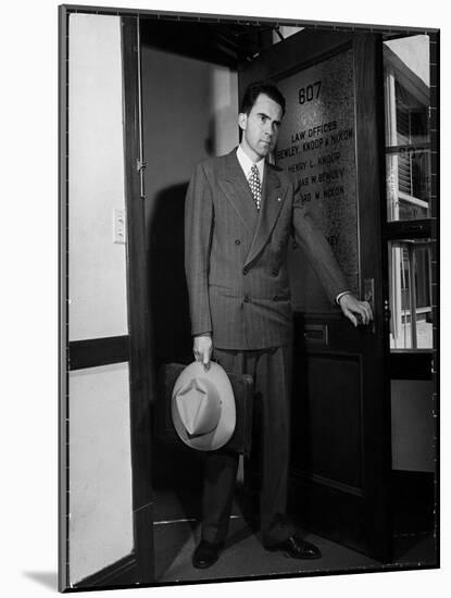 Attorney Richard Nixon in the Doorway of Law Office After Returning From WWII to Resume His Career-George Lacks-Mounted Photographic Print