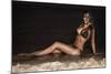 Attractive Brunette Lady Posing on the Beach at Night.-PawelSierakowski-Mounted Photographic Print