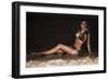 Attractive Brunette Lady Posing on the Beach at Night.-PawelSierakowski-Framed Photographic Print