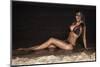 Attractive Brunette Lady Posing on the Beach at Night.-PawelSierakowski-Mounted Photographic Print