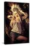 Attractive Modern Girl in Style of the American Indians. Western Style. Jeans Fashion. Tattoo.-prometeus-Stretched Canvas