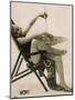 Attractive Woman Posing in Her Swimsuit in a Deckchair, with a Parasol-null-Mounted Photographic Print